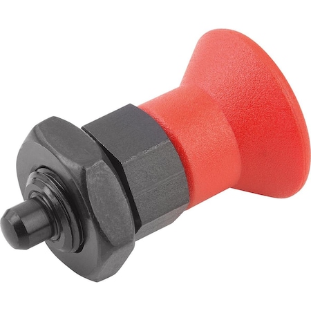 Kipp Indexing Plunger Size:1 D1=M10X1, D=5, Form:B Wo. Groove W Locknut, Short Version, Steel Hardened, K0631.610584